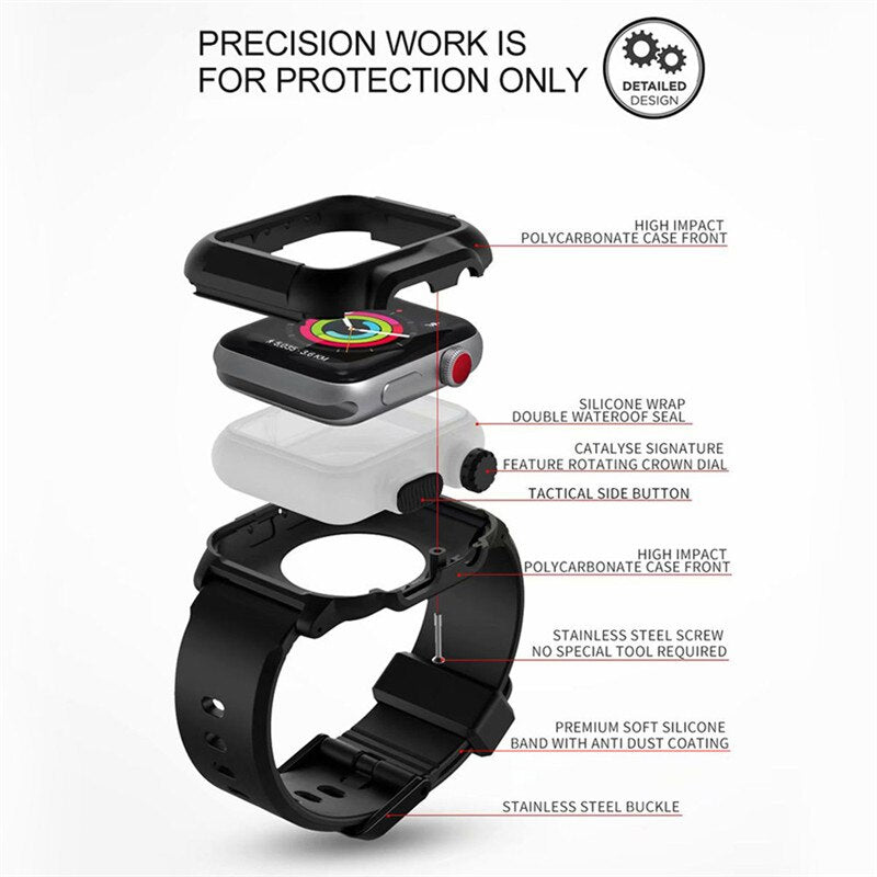 Silicone Band+Case For Apple Watch Strap