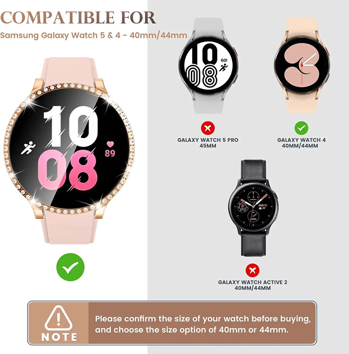 Diamond Samsung Galaxy 4, 5 Watch  Case 40MM, 44MM