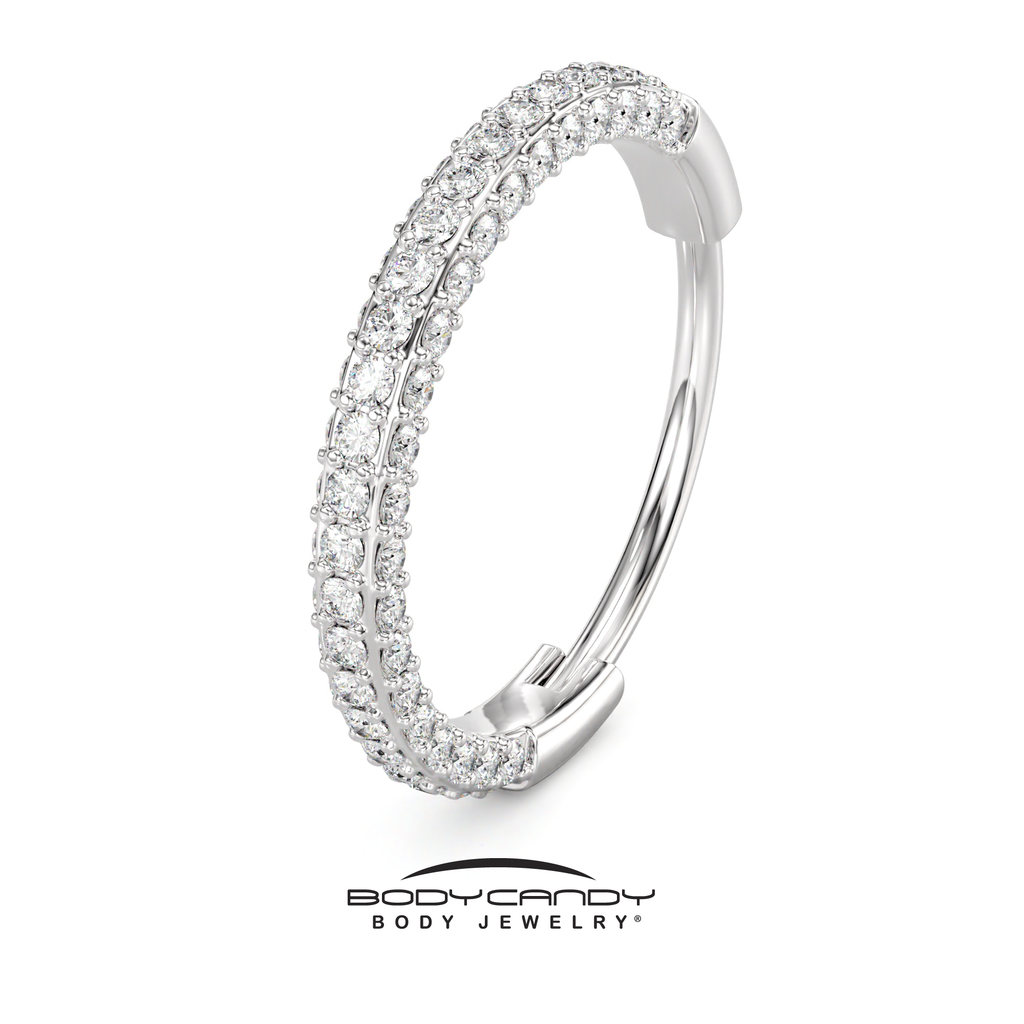 20G Implant Grade Titanium Triple Sided Micro Gem Hinged Nose Hoop