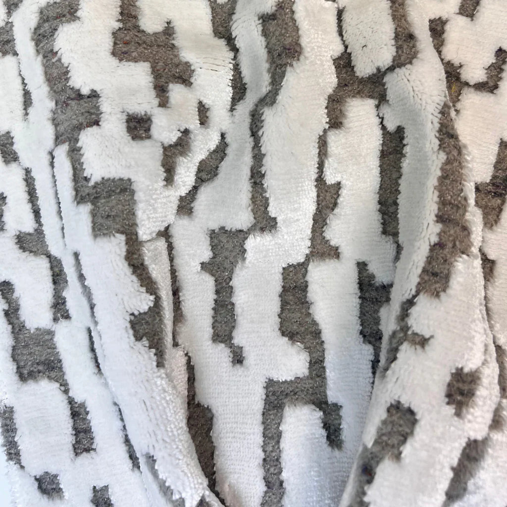 VALERO - KUBA PATTERN CUT VELVET UPHOLSTERY FABRIC BY THE YARD