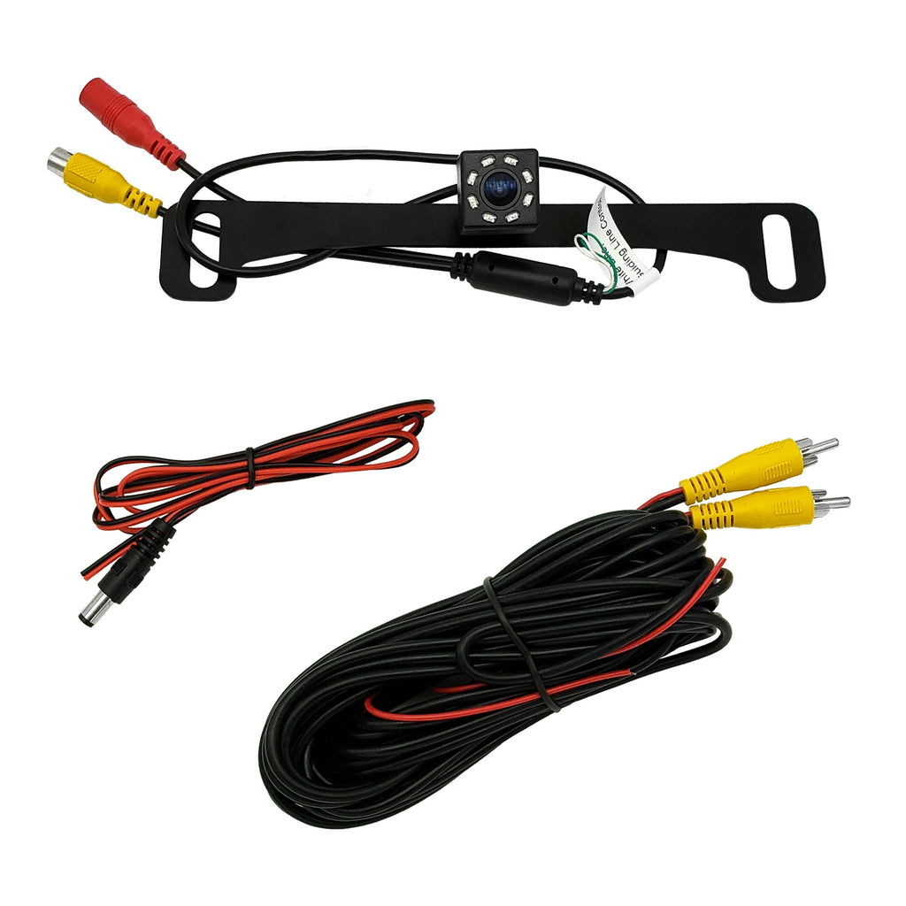 Master Tailgaters Small License Plate Frame Backup or Front Camera with 8 IR LED Night Vision, IP68 Waterproof, and 170° Wide Angle Camera