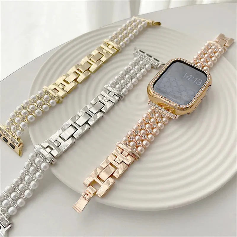 Apple Watch Band with Pearls Series 11/10/9/8/7/6/5/4/ SE / Ultra 1/2/3