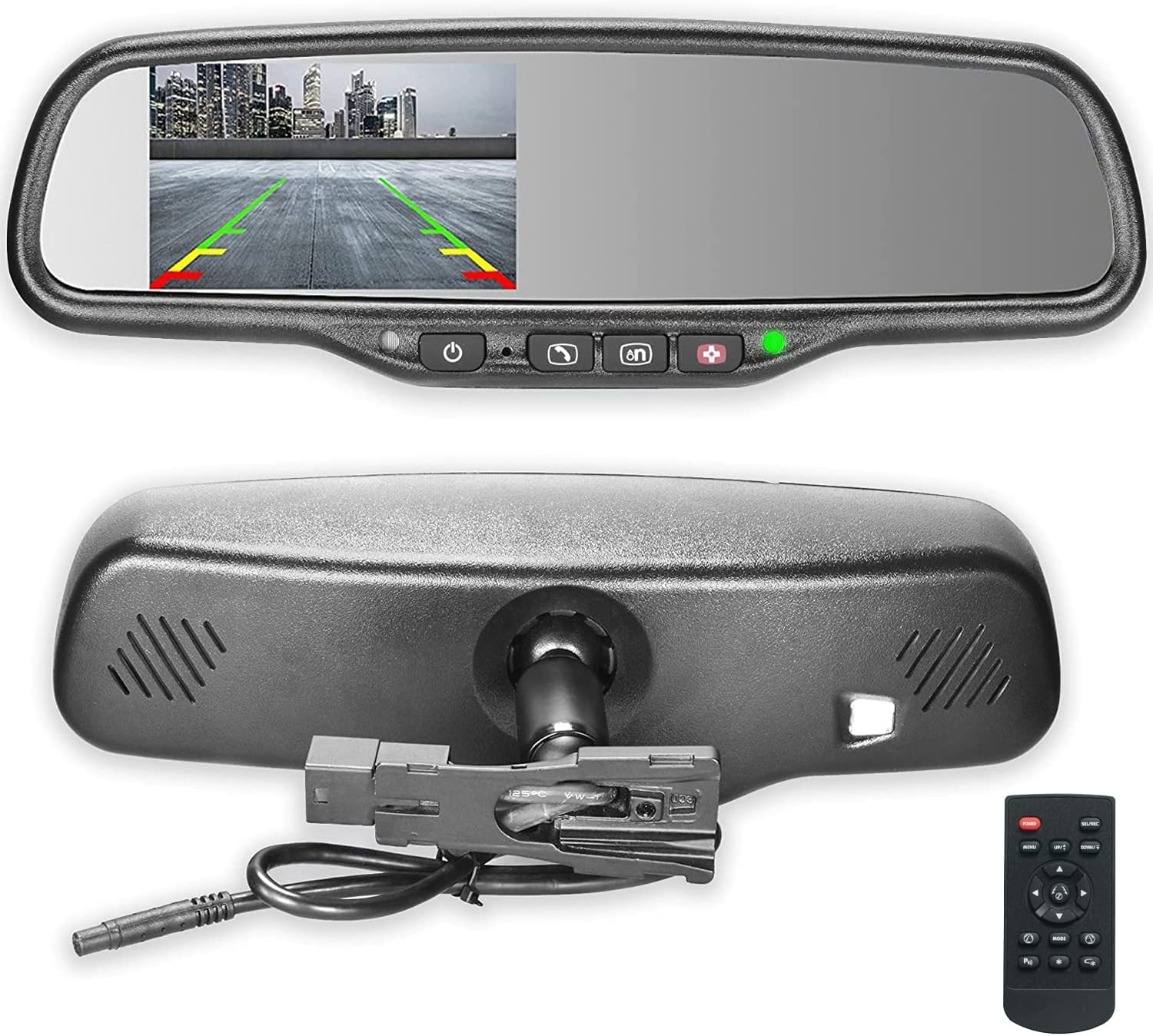 Master Tailgaters 10.5" Rear View Mirror with 4.3" LCD Screen + OnStar Buttons for Existing Wiring | Rearview Universal Fit | Auto Adjusting Brightness LCD | Anti Glare | Full Mirror Replacement