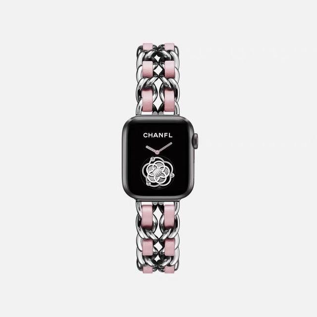 Stainless Steel & Leather Apple Watch Strap Series 10/9/8/7/6/5/4/ SE / Ultra 1/2/3