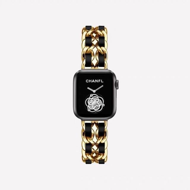 Stainless Steel & Leather Apple Watch Strap Series 10/9/8/7/6/5/4/ SE / Ultra 1/2/3